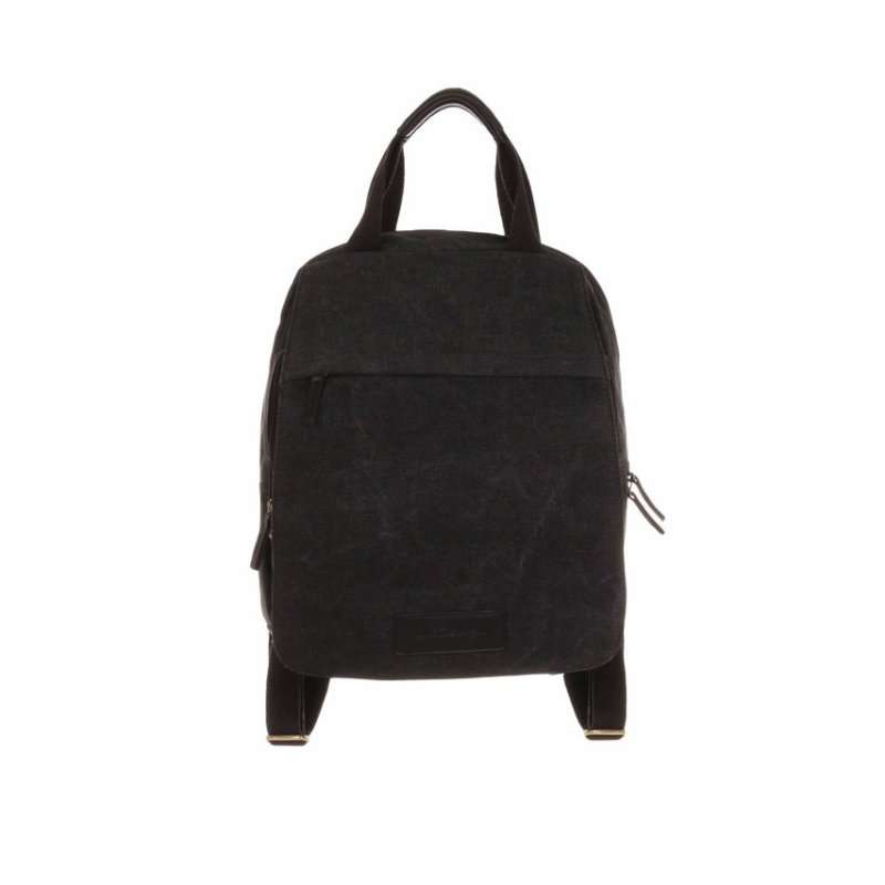Woodbridge Black Canvas Backpack front on image of the backpack on a white background
