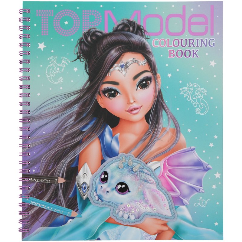 Topmodel Sequins Dragon Colouring Book image of the front cover of the book on a white background
