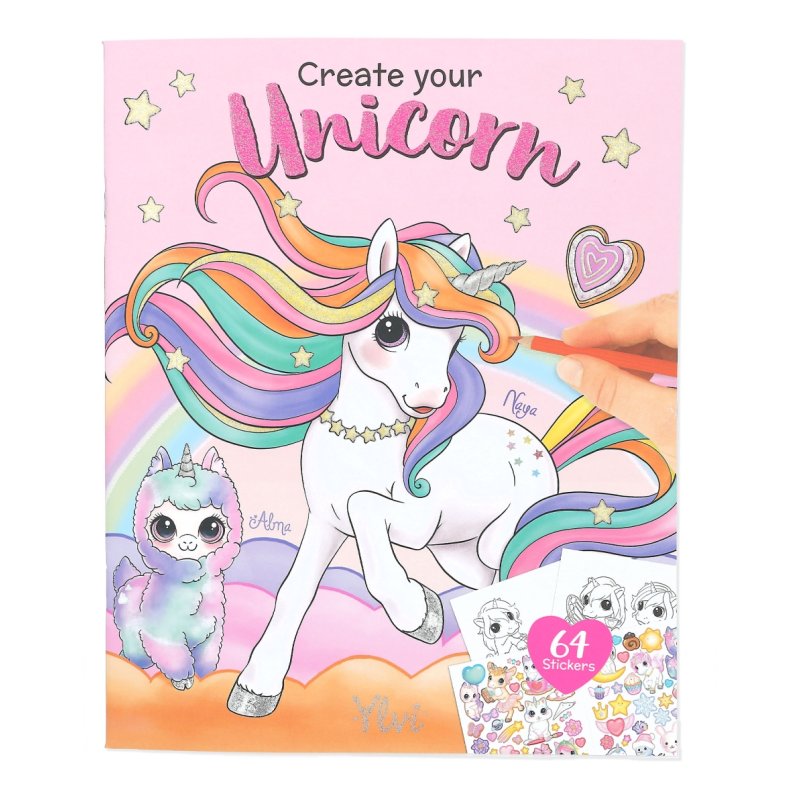 Ylvi Create Your Own Unicorn Colouring Book image of the front cover of the book on a white background