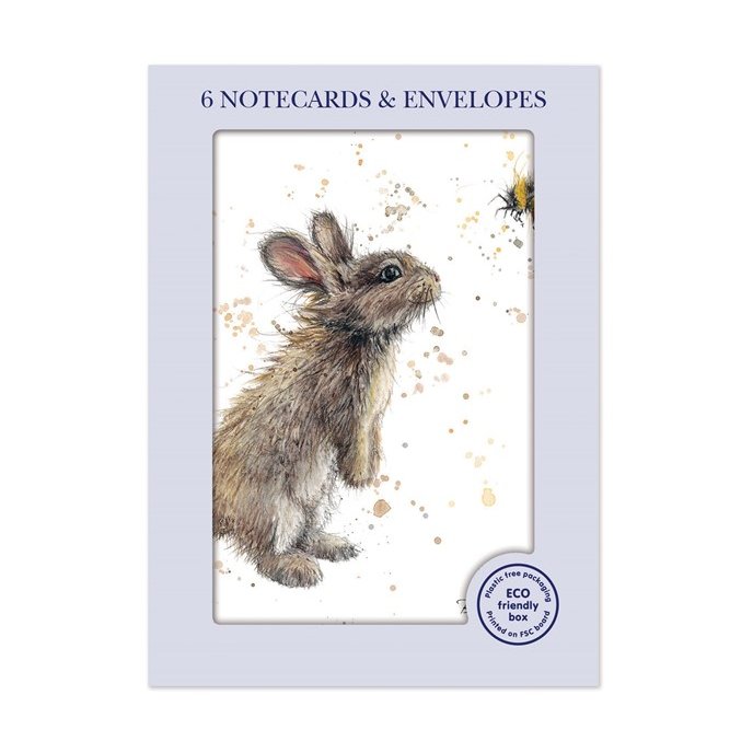 Otter House Bugsy & Bumble Pack Of 6 Mini Notecards image of the notecards in packaging on a white background