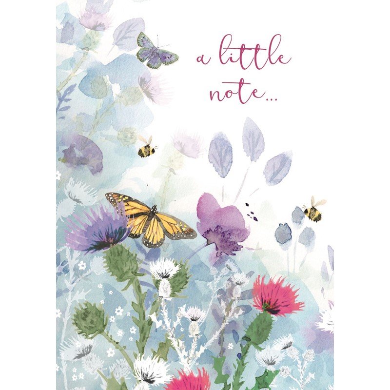 Otter House Bees & Butterflies Pack Of 6 Mini Notecards image of the notecard on a white background