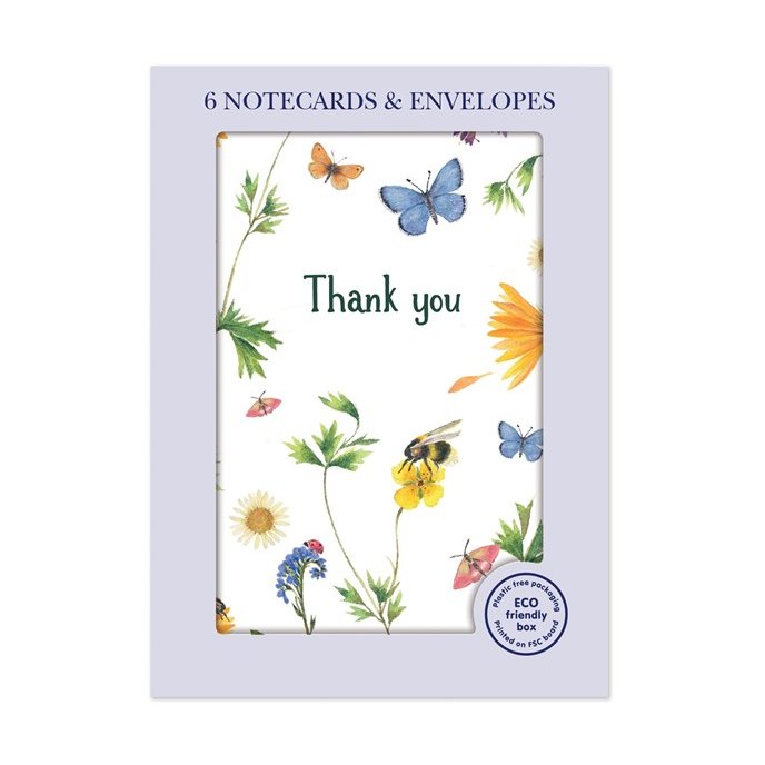 Otter House Pretty Floral Pack Of 6 Mini Notecards image of the notecards in packaging on a white background