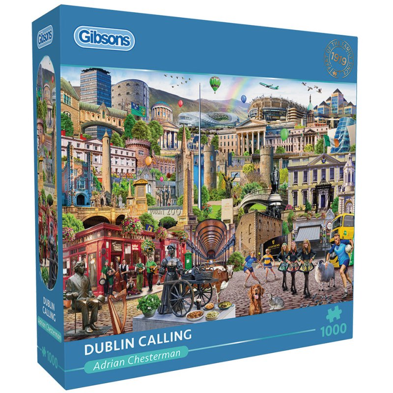 Gibsons Dublin Calling 1000 Piece Puzzle image of the puzzle box on a white background