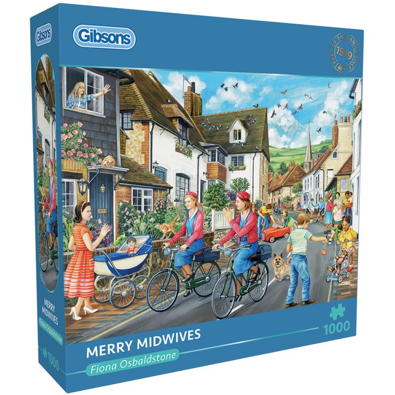 Gibsons Merry Midwives 1000 Piece Puzzle image of the puzzle box on a white background