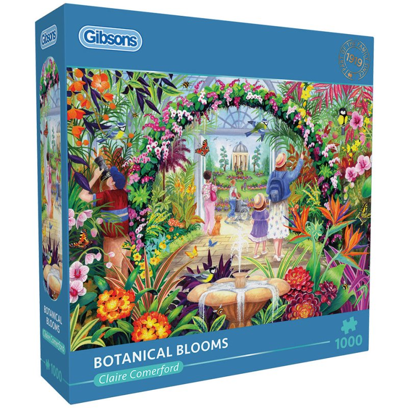 Gibsons Botanical Blooms 1000 Piece Puzzle image of the puzzle box on a white background