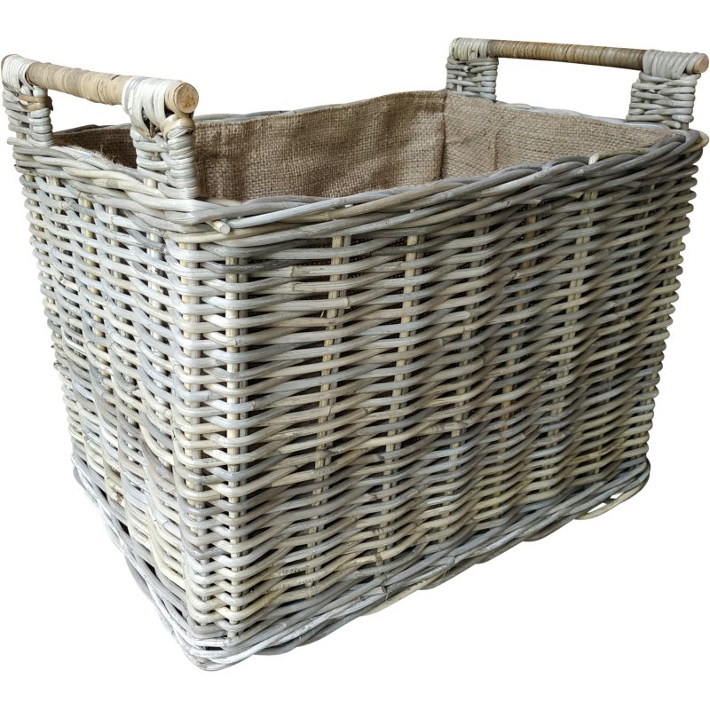 Lows Rectangular Log Basket With Jute Liner