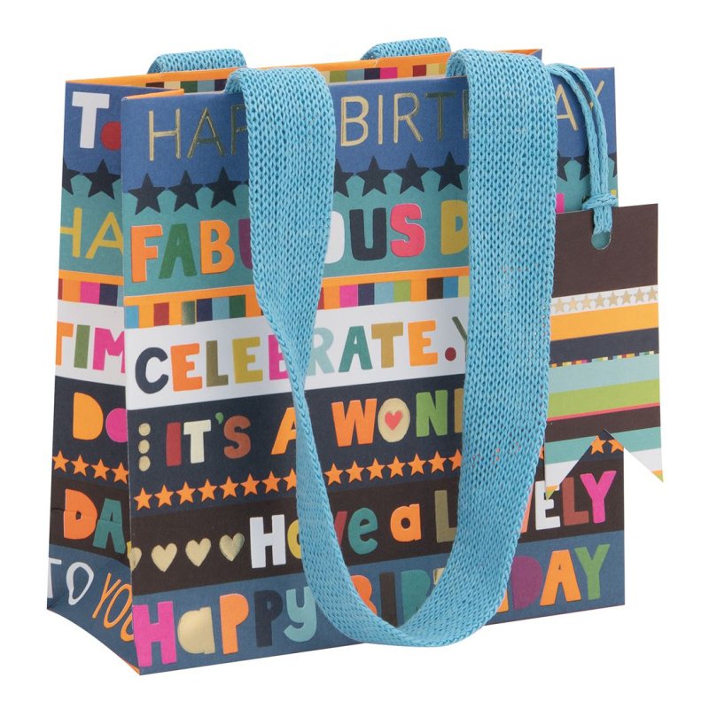 Glick Birthday Blue Stripes Small Gift Bag