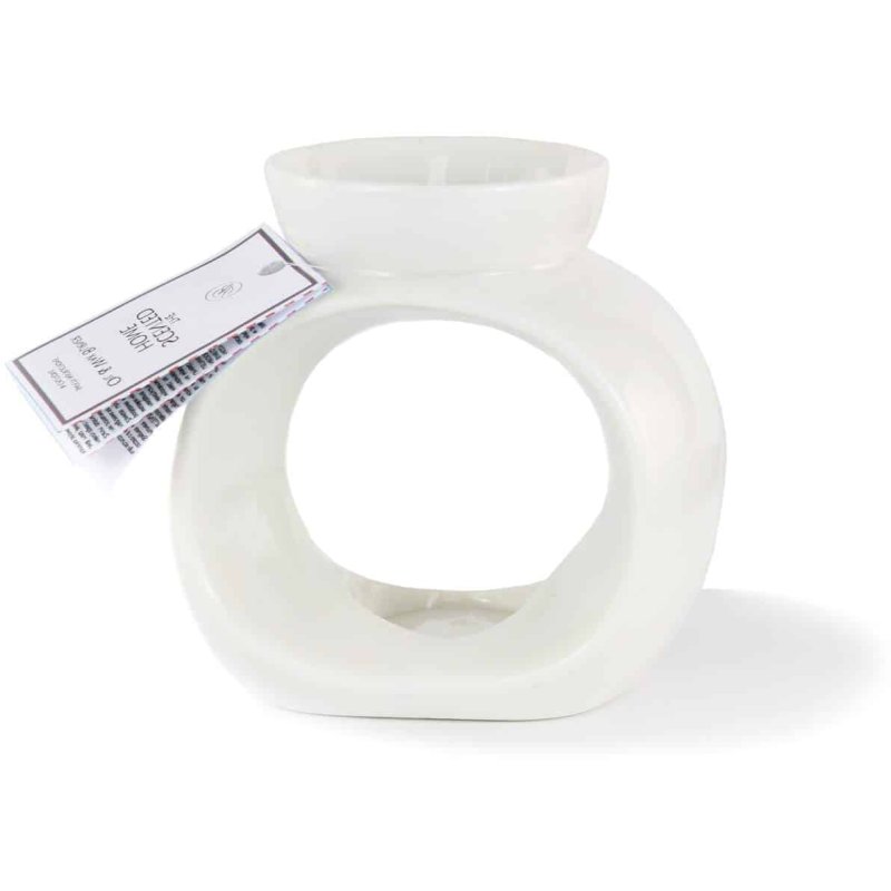 Ashleigh & Burwood White Oval Ceramic Wax Melt Burner image of the wax burner on a white background