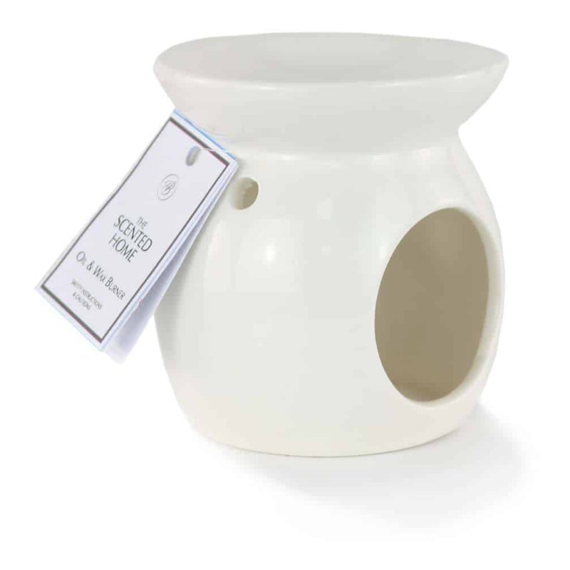 Ashleigh & Burwood White Round Ceramic Wax Melt Burner image of the wax burner on a white background