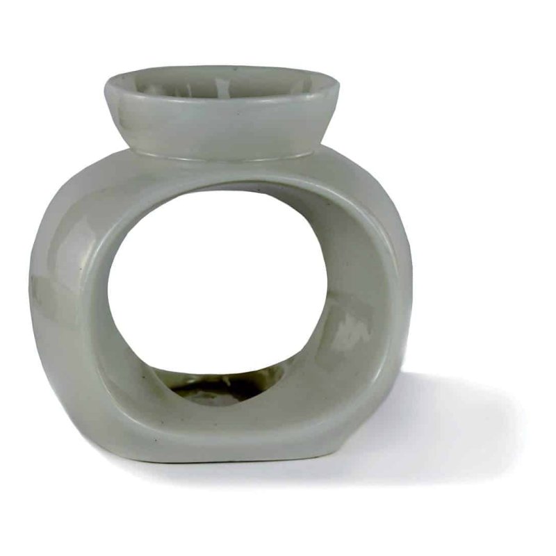 Ashleigh & Burwood Grey Oval Ceramic Wax Melt Burner image of the wax burner on a white background
