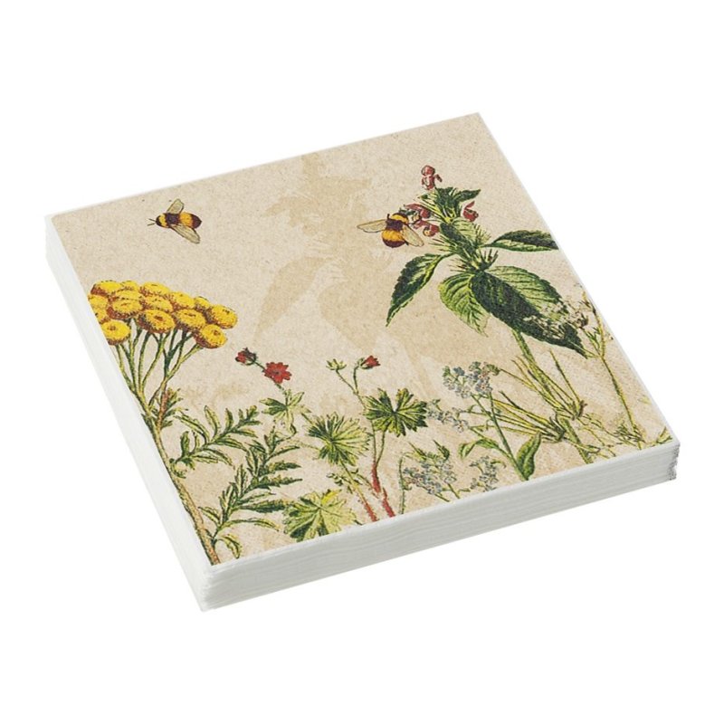 Stow Green Wild Flowers 3 Ply Recycled Paper Napkins image of the napkins on a white background