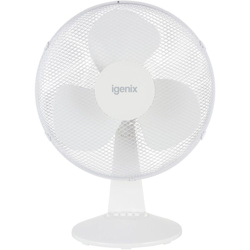Igenix 9" White Desk Fan image of the fan on a white background
