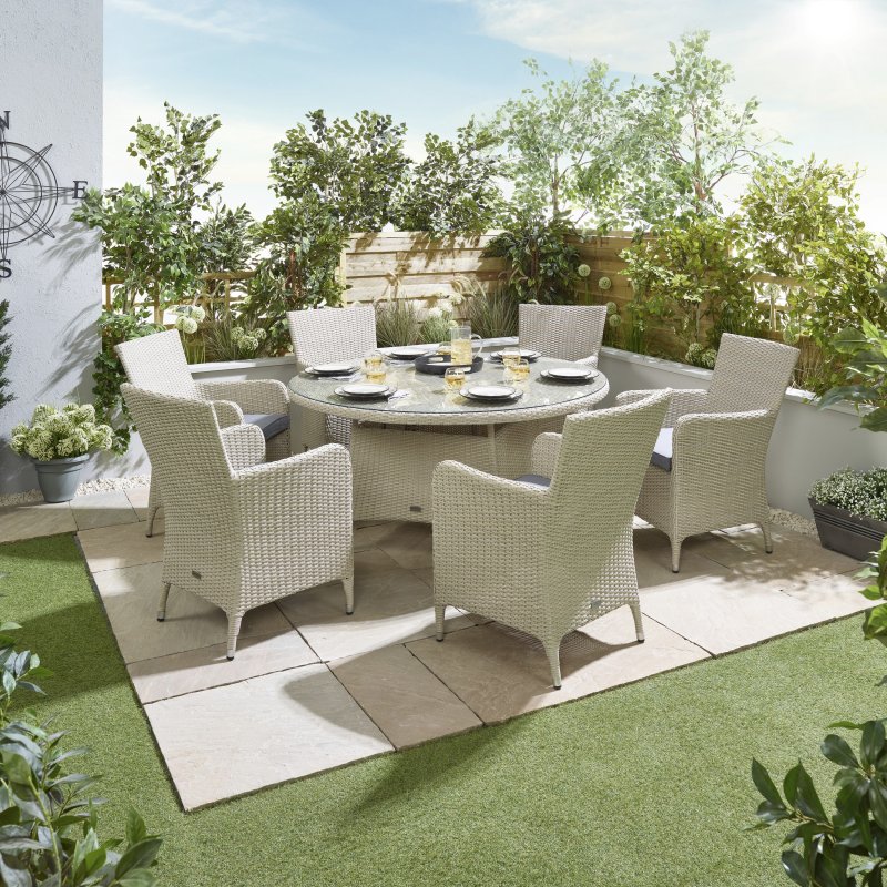Portland 6 Seater Round Set lifestyle image of the dining set