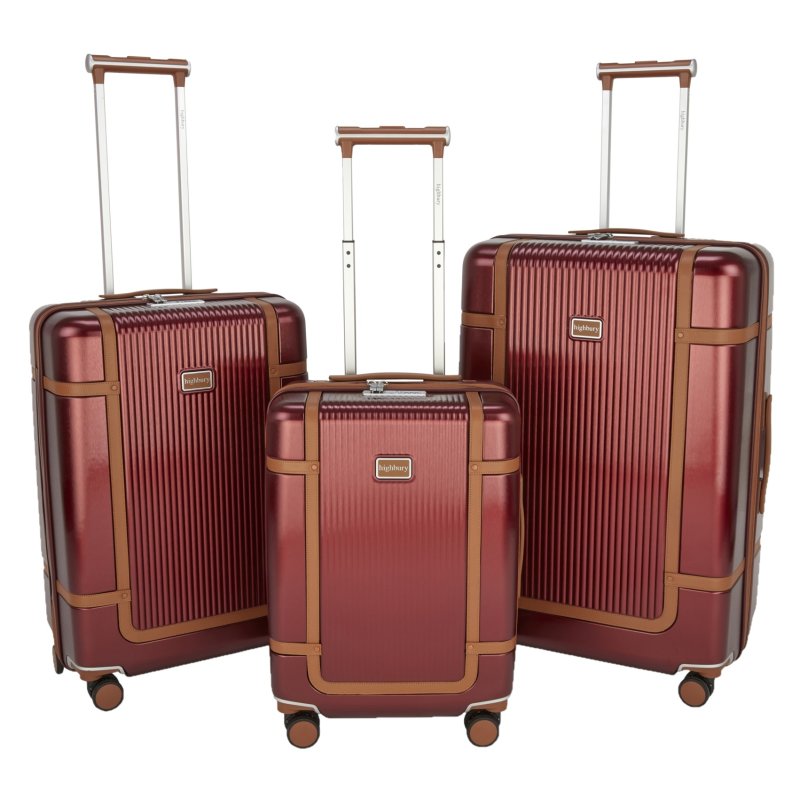 Highbury Elegance Burgundy Hard Case image of the different size cases on a white background