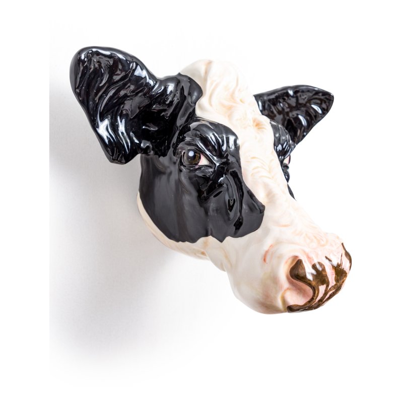 McGowan Rutherford Ceramic Friesian Cow Head Wall Sconce Vase
