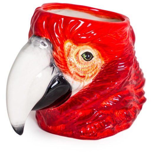 McGowan Rutherford Ceramic Red Macaw Parrot Head Storage Jar Vase