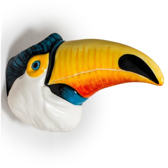 McGowan Rutherford Hand Painted Ceramic Toucan Head Wall Sconce Vase