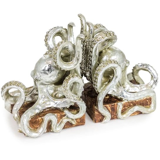 McGowan Rutherford Silver Octopus Pair Of Bookends