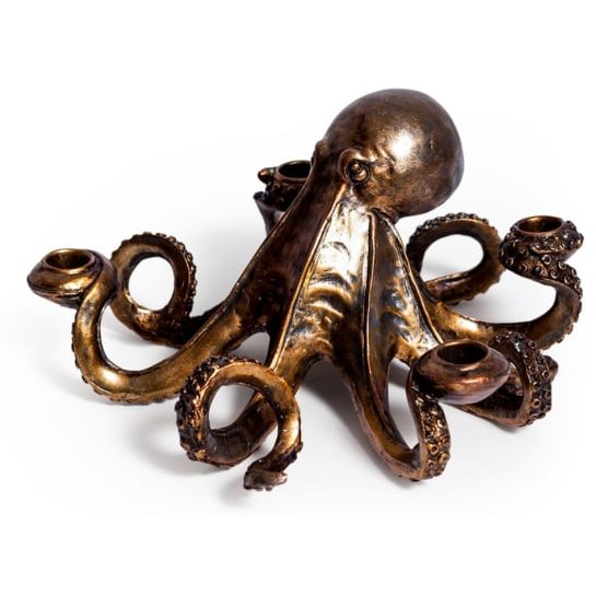 McGowan Rutherford Antique Bronze Octopus Candle Stick