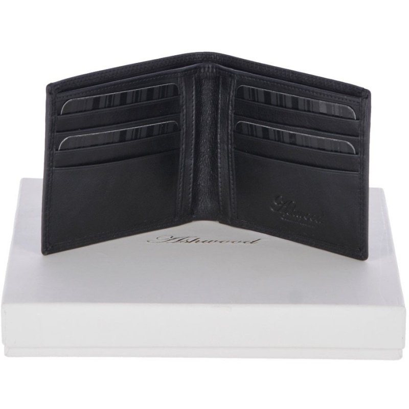 Fonz Leather Mens Classic 8 Card Billfold Wallet Black Front