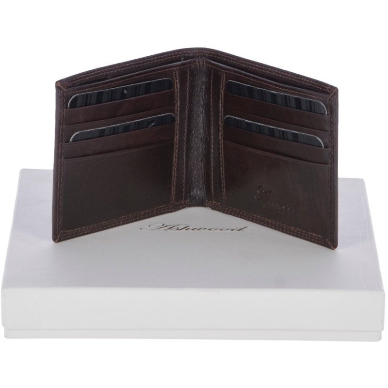 Fonz Leather Mens Classic 8 Card Billfold Wallet Brown Front