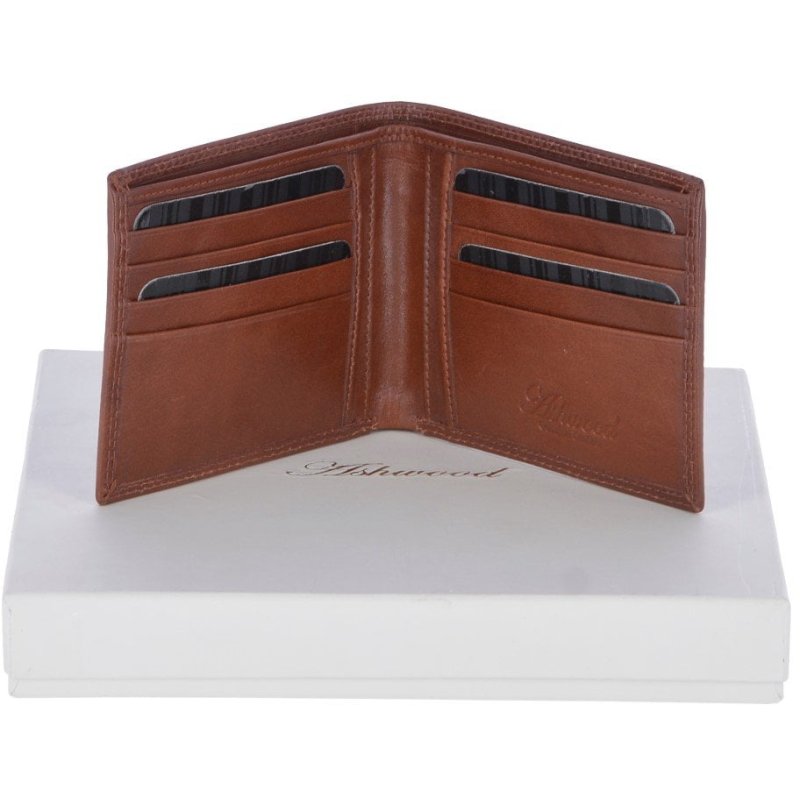 Fonz Leather Mens Classic 8 Card Billfold Wallet Tan Front