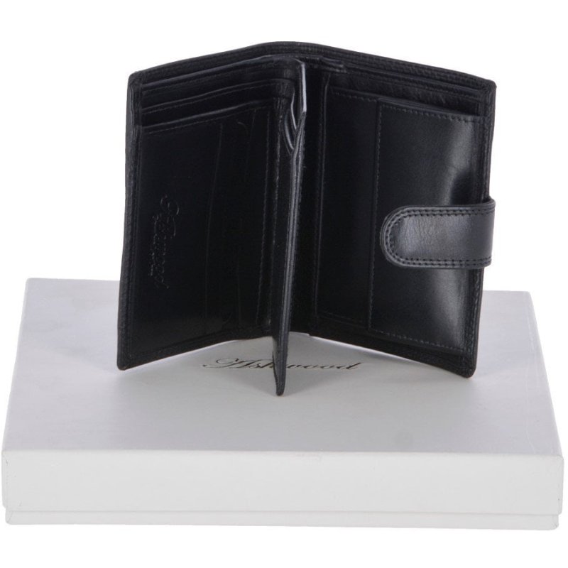 Fonz Leather Mens 6 Card ID And Coins Dual Billfold Wallet Black Front