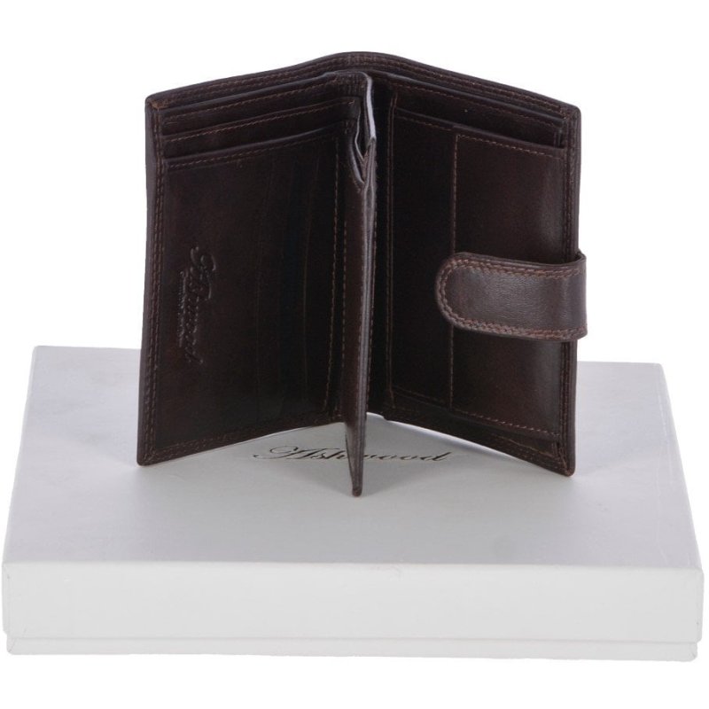 Fonz Leather Mens 6 Card ID And Coins Dual Billfold Wallet Brown Front