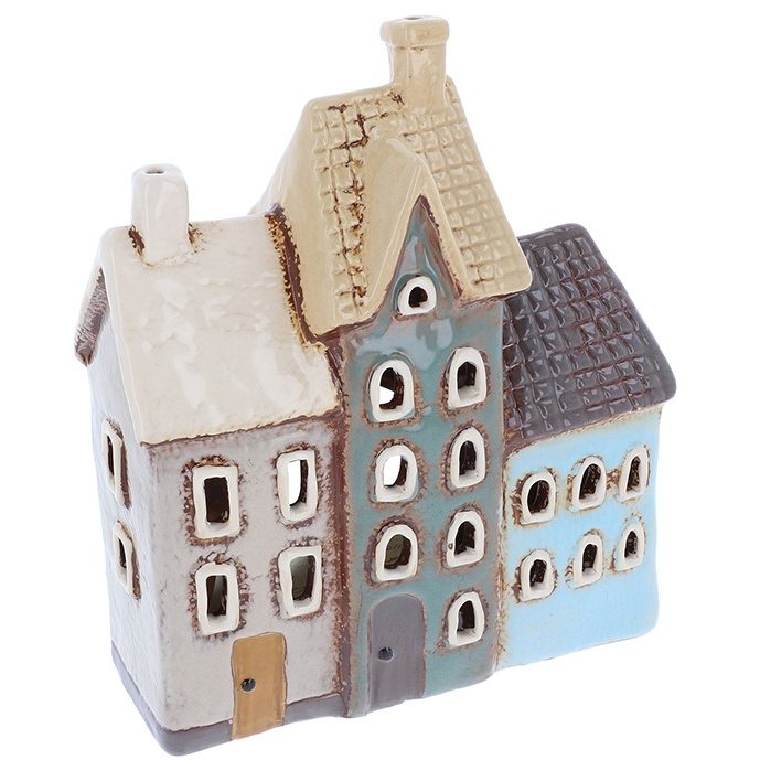 Shudehill Village Pottery Tiled Three Houses Tealight