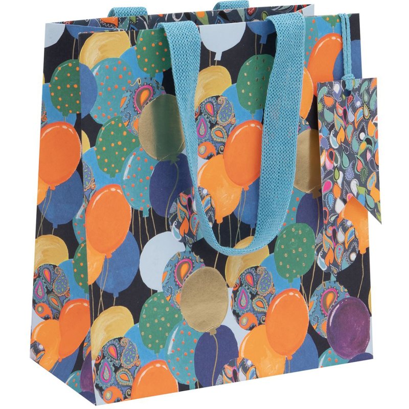 Glick Paisley Blue Balloons Gift Bags Medium