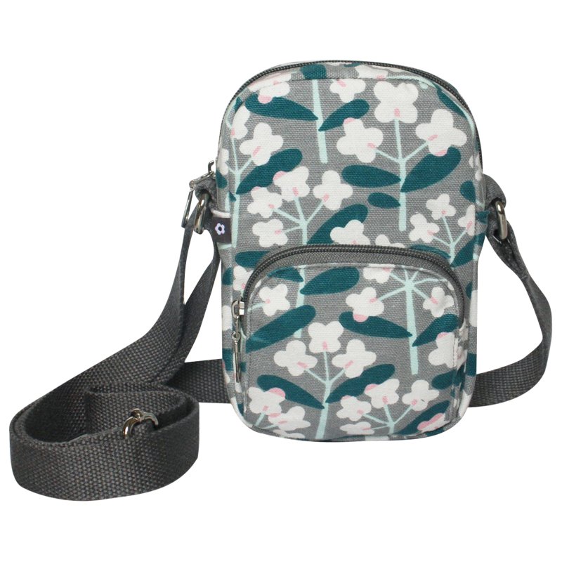Earth Squared Printed Canvas Grey Phone Pouch Bag