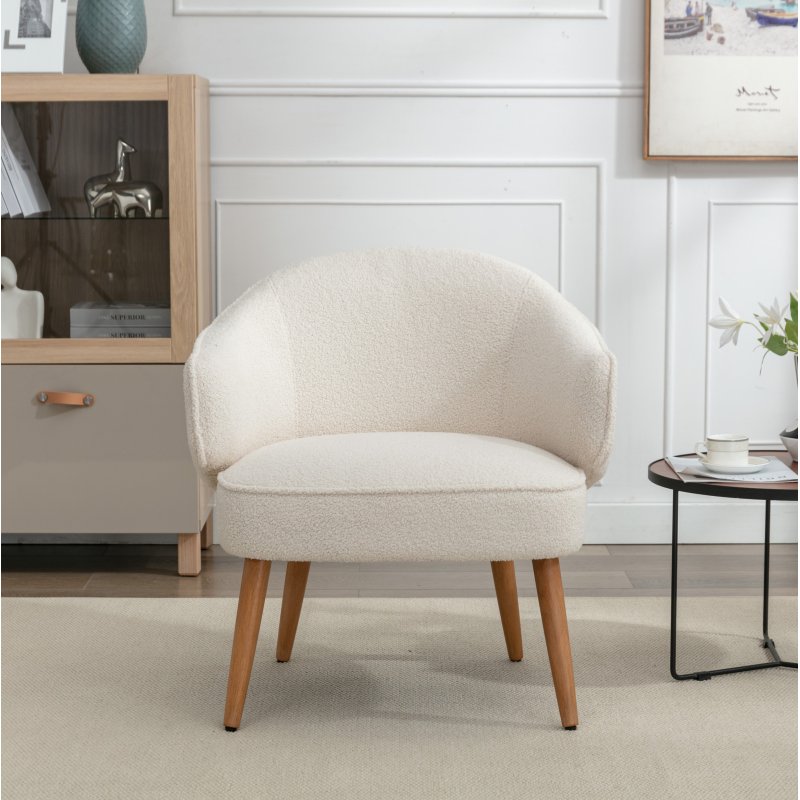 Iris Snow Accent Chair front on lifestyle image of the chair