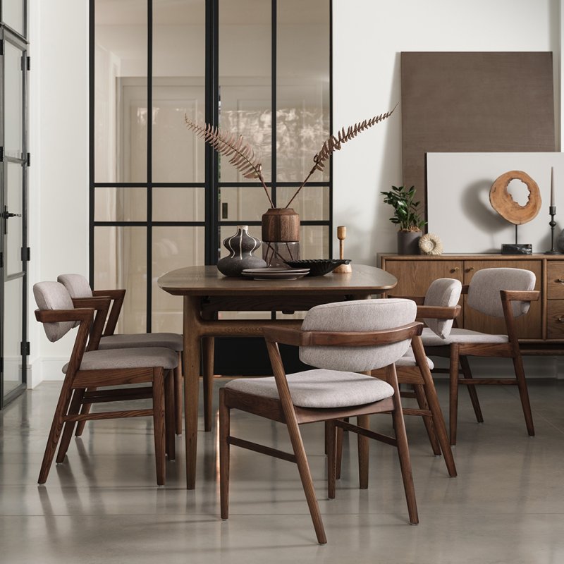 G Plan Marlow Walnut 2.1m Extending Dining Table lifestyle image of the table