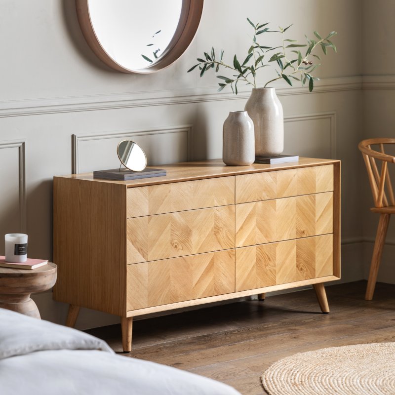 Herringbone 6 Drawer Sideboard lifestyle image of the sideboard
