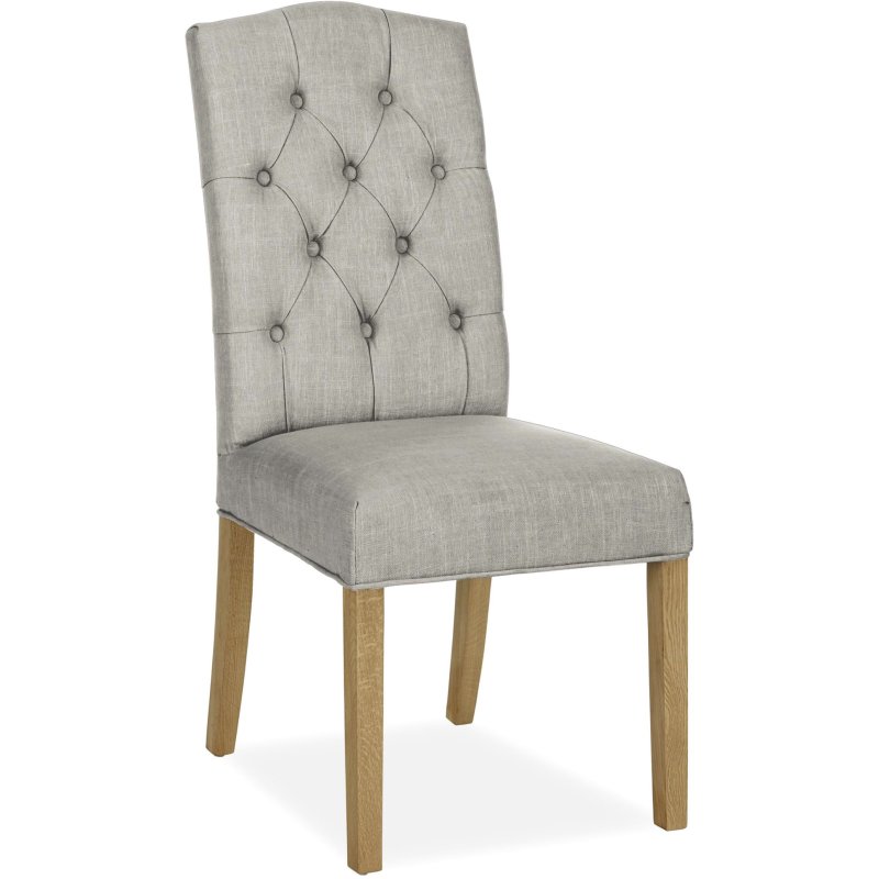Burlington Upholstered Button Back Chair In Grey image of the chair on a white background