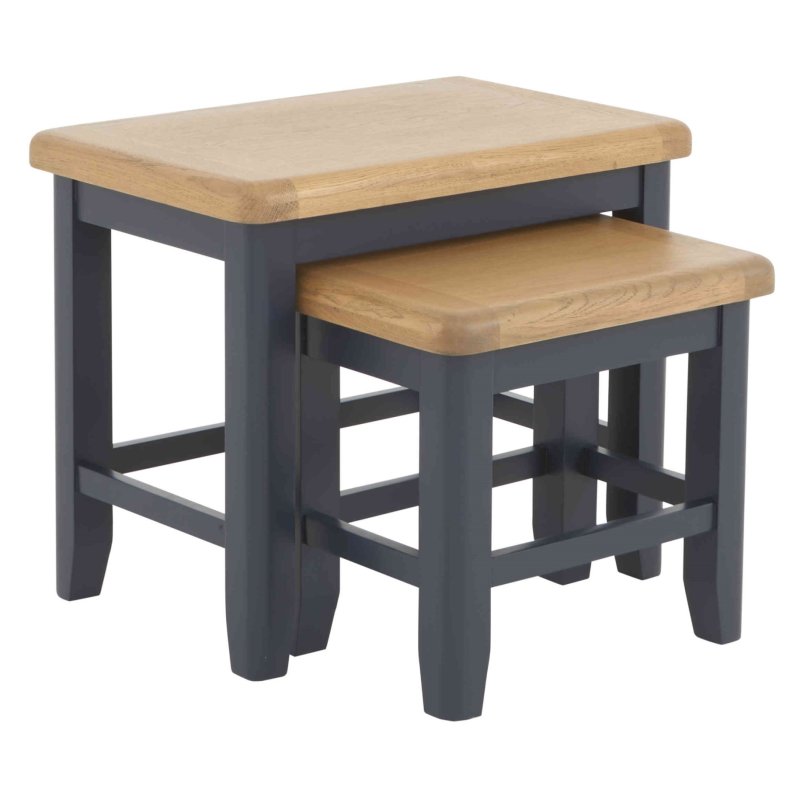 Heritage Editions Blue Nest Of 2 Tables image of the tables on a white background