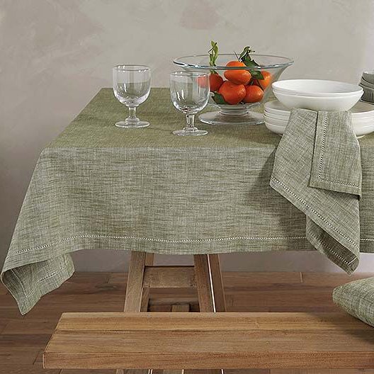 Walton & Co Chambray Olive Tablecloth
