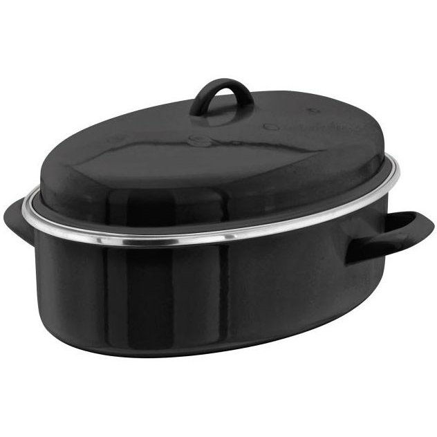 Vitreous Enamel Oval Self Basting Roaster