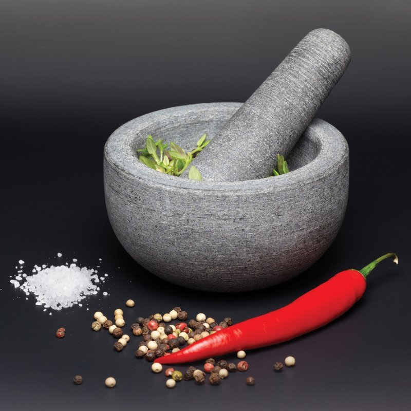 Kitchen Craft Granite Mortar And Pestle - 20cm Grey Stone For Grinding Spices & Herbs - View #4
