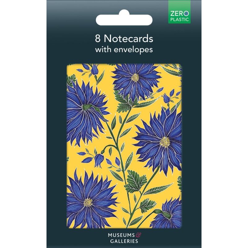 Blue Flowers Pack Of 8 Blank Notecards in packaging