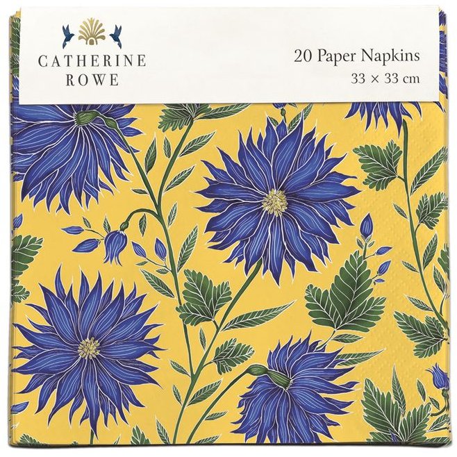 Blue Flowers 20 Pack Of Paper Napkins
