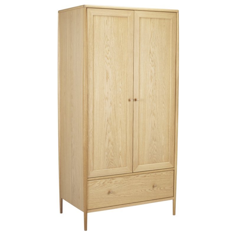 Ercol Winslow 2 Door Wardrobe angled image of the wardrobe on a white background
