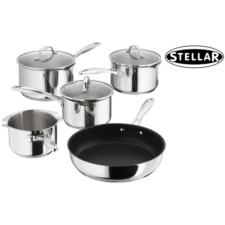 Stellar 7000 5 Piece Draining Saucepan and Fry Pan Set