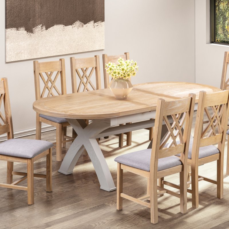 Aldiss Own Gloucester Painted Oval Crossed Leg Dining Table