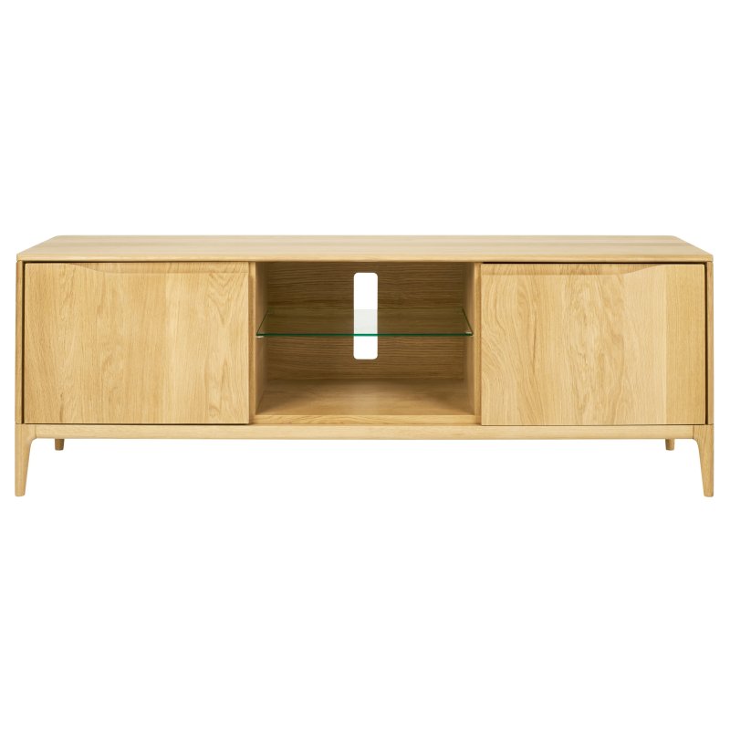 Ercol Romana Open Wide TV Unit front on image of the unit on a white background