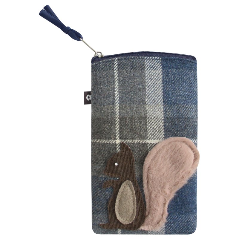 Earth Squared Tweed Applique Glasses Case Squirrel