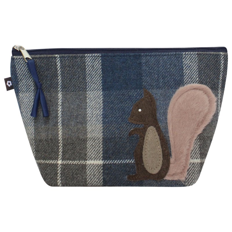 Earth Squared Tweed Applique Makeup Bag Squirrel