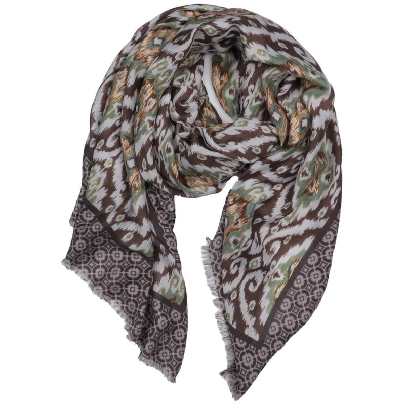 Zelly Taupe Winter Geometric Scarf