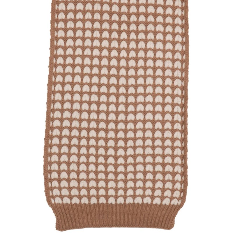 Zelly Camel Knitted Hearts Scarf