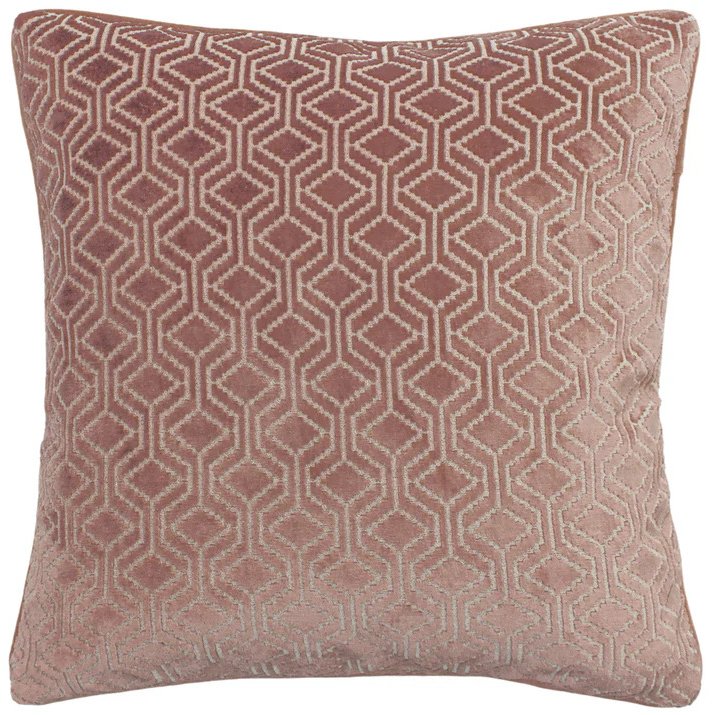Paoletti Avenue Blush Velvet Jacquard Cushion